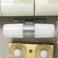 Paul Mayen Mid Century Milk Glass Brushed Aluminum Cylindrical Vanity Light by Paul Mayen - 4347304