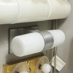 Paul Mayen Mid Century Milk Glass Brushed Aluminum Cylindrical Vanity Light by Paul Mayen - 4347308