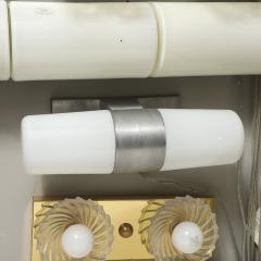 Paul Mayen Mid Century Milk Glass Brushed Aluminum Cylindrical Vanity Light by Paul Mayen - 4347309