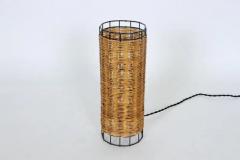 Paul Mayen Midcentury Paul Mayen Habitat Style Black Wire Woven Rattan Lamp 1960s - 3041514