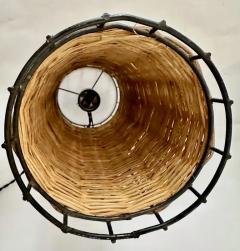 Paul Mayen Midcentury Paul Mayen Habitat Style Black Wire Woven Rattan Lamp 1960s - 3041515