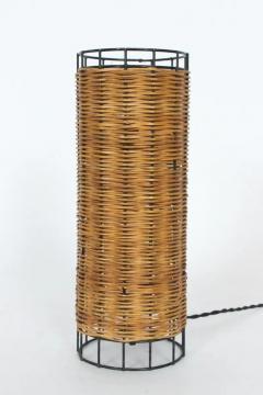 Paul Mayen Midcentury Paul Mayen Habitat Style Black Wire Woven Rattan Lamp 1960s - 3041518
