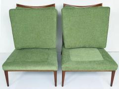 Paul McCobb 1950s Paul McCobb Directional Walnut Slipper Chairs Pair Newly Upholstered - 3502960