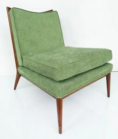 Paul McCobb 1950s Paul McCobb Directional Walnut Slipper Chairs Pair Newly Upholstered - 3502962