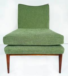 Paul McCobb 1950s Paul McCobb Directional Walnut Slipper Chairs Pair Newly Upholstered - 3502963