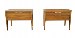 Paul McCobb Lane Mid Century Pair Tuxedo Nightstands Endtables Walnut Rosewood Aluminum - 2580879