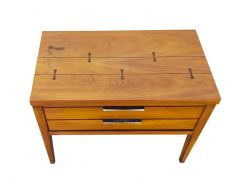 Paul McCobb Lane Mid Century Pair Tuxedo Nightstands Endtables Walnut Rosewood Aluminum - 2580886