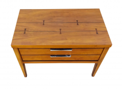 Paul McCobb Lane Mid Century Pair Tuxedo Nightstands Endtables Walnut Rosewood Aluminum - 2580887