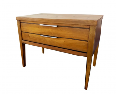 Paul McCobb Lane Mid Century Pair Tuxedo Nightstands Endtables Walnut Rosewood Aluminum - 2580895