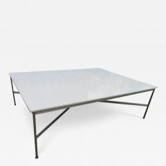 Paul McCobb Large Paul McCobb Aluminum and Vitrolite Milk Glass Coffee Table Midcentury - 3064843