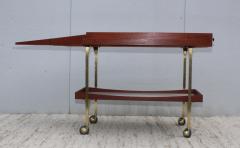 Paul McCobb Mid Century Modern Brass And walnut Paul McCobb Style Bar Cart - 1100863