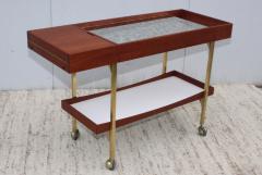 Paul McCobb Mid Century Modern Brass And walnut Paul McCobb Style Bar Cart - 1100873