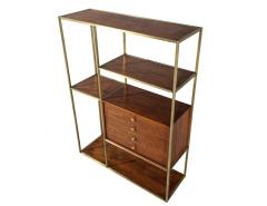 Paul McCobb Mid Century Modern Walnut and Brass Bookcase Etagere by Paul McCobb - 4426108