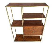 Paul McCobb Mid Century Modern Walnut and Brass Bookcase Etagere by Paul McCobb - 4426109