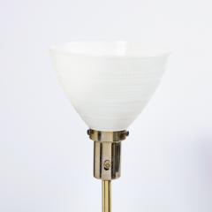 Paul McCobb Mid Century Tripod Brass Floor Lamp w Textured White Glass Shade by Paul McCobb - 2050499