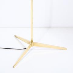 Paul McCobb Mid Century Tripod Brass Floor Lamp w Textured White Glass Shade by Paul McCobb - 2092472