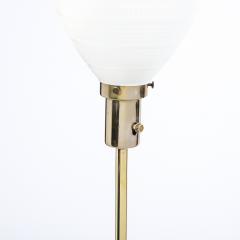 Paul McCobb Mid Century Tripod Brass Floor Lamp w Textured White Glass Shade by Paul McCobb - 2092474