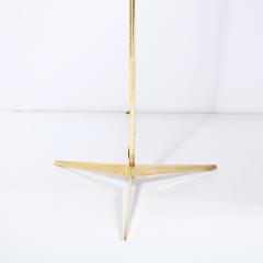 Paul McCobb Mid Century Tripod Brass Floor Lamp w Textured White Glass Shade by Paul McCobb - 2092486