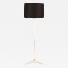 Paul McCobb Mid Century Tripod Brass Floor Lamp w Textured White Glass Shade by Paul McCobb - 2094525