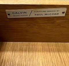 Paul McCobb Mid century Paul McCobb Calvin Line Leather Walnut Cabinet - 3521864