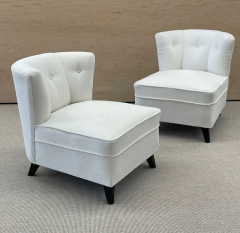 Paul McCobb Pair Mid Century Modern Slipper Lounge Chairs American Boucl Pair Low Profie - 2488767