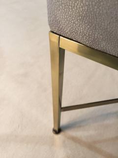 Paul McCobb Pair of Paul McCobb Brass Stools Silver Shagreen Leather - 593962