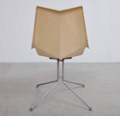 Paul McCobb Pair of White Paul McCobb Origami Fiberglass Side Chairs on Rare Base USA 1950s - 532587