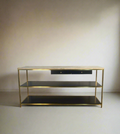 Paul McCobb Paul McCobb Console Solid Brass with Travertine Top Irwin Collection - 4215544