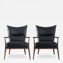 Paul McCobb Paul McCobb Directional Lounge Chairs by Custom Craft 1950s in Black Leather - 4436281