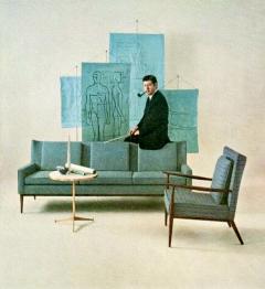 Paul McCobb Paul McCobb Directional Lounge Chairs by Custom Craft 1950s in Black Leather - 4436862