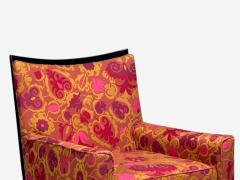 Paul McCobb Paul McCobb Ebonized Wood Fabric Lounge Chairs USA 1950s - 4436357