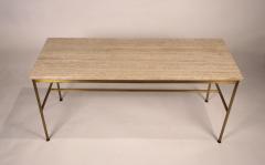 Paul McCobb Paul McCobb Irwin Collection Brass and Travertine Sofa Table - 842166