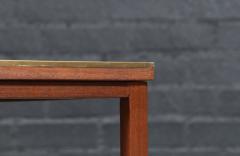 Paul McCobb Paul McCobb Leather Top Side Tables w Cane Shelves for Calvin Furniture - 4493259