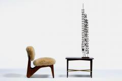 Paul McCobb Paul McCobb Mahogany Side Table with Brass X Cross Stretcher c 1950s - 4464765