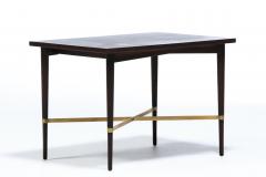 Paul McCobb Paul McCobb Mahogany Side Table with Brass X Cross Stretcher c 1950s - 4464766