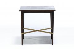 Paul McCobb Paul McCobb Mahogany Side Table with Brass X Cross Stretcher c 1950s - 4464767