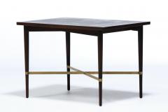 Paul McCobb Paul McCobb Mahogany Side Table with Brass X Cross Stretcher c 1950s - 4464768
