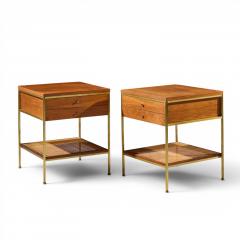 Paul McCobb Paul McCobb Model 8714 Mid Century Mahogany Brass and Cane Nightstands Pair - 4612916