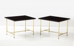 Paul McCobb Paul McCobb Pair of Dark Brown Mid Century Modern Tables With Brass Bases - 2871399