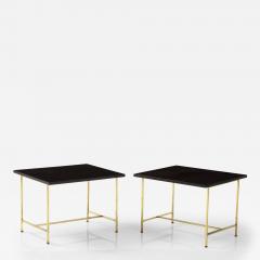 Paul McCobb Paul McCobb Pair of Dark Brown Mid Century Modern Tables With Brass Bases - 2879524