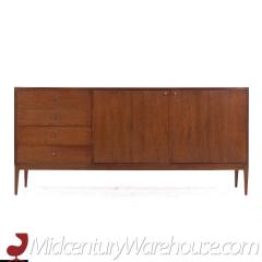 Paul McCobb Paul McCobb Style West Michigan Mid Century Walnut and Brass Lowboy Dresser - 3688392