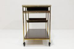 Paul McCobb Paul McCobb Travertine Mahogany and Brass Bar Cart - 3775955