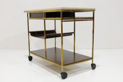 Paul McCobb Paul McCobb Travertine Mahogany and Brass Bar Cart - 3775956