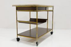 Paul McCobb Paul McCobb Travertine Mahogany and Brass Bar Cart - 3775957