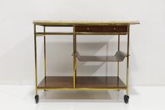 Paul McCobb Paul McCobb Travertine Mahogany and Brass Bar Cart - 3775961