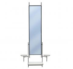 Paul McCobb Paul McCobb for Bryce Originals Mirror and Shelf Wrought Iron Milk Glass 1950s - 4317397