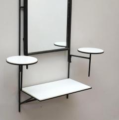 Paul McCobb Paul McCobb for Bryce Originals Mirror and Shelf Wrought Iron Milk Glass 1950s - 4317403
