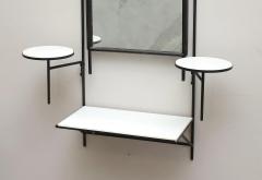 Paul McCobb Paul McCobb for Bryce Originals Mirror and Shelf Wrought Iron Milk Glass 1950s - 4317423