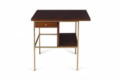 Paul McCobb Paul McCobb for Calvin American Brass and Walnut Cantilever End Side Tables - 2789991