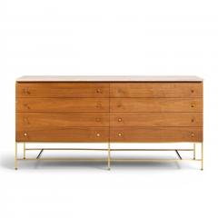 Paul McCobb Paul McCobb for Calvin Irwin Collection Mahogany Brass Travertine Double Dresser - 4616735